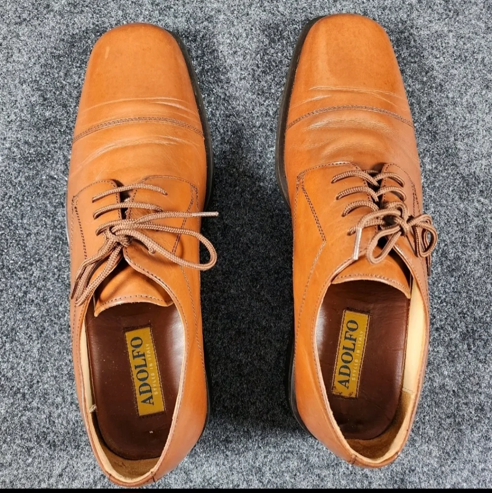 Adolfo Oxford‎ Derbys Lace Up Men's 11 Shoes Brown Heel & Toe Guards On Sole